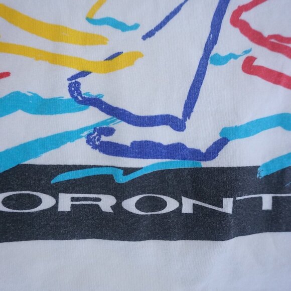 Vintage '90S Toronto Sailing White Cotton Single Stitch Tee By Fruit Of The Loom - Picture 8 of 10